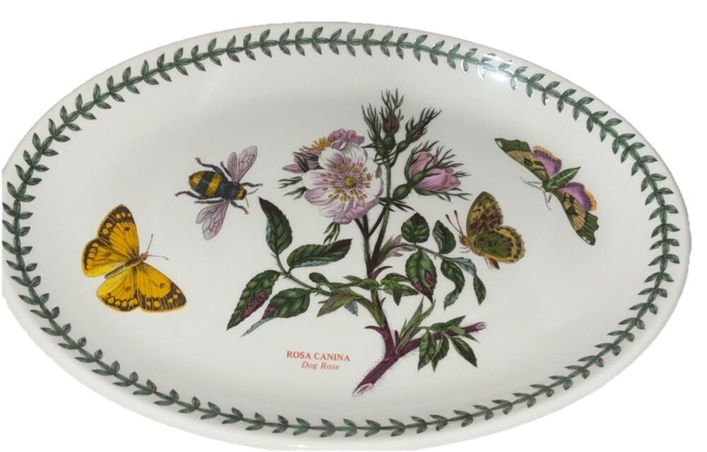 Portmeirion Botanic Garden Dianthus Rosa Canina Oval Steak Platter Dog Rose